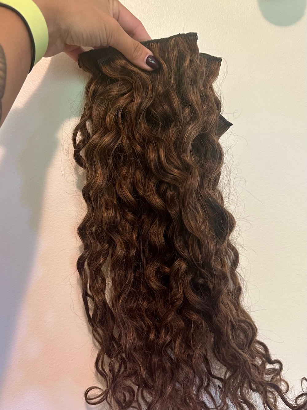 Curls by Bebonia 110g 16in 100% Remy Hair Extensions in Highlighted Dark Brown!